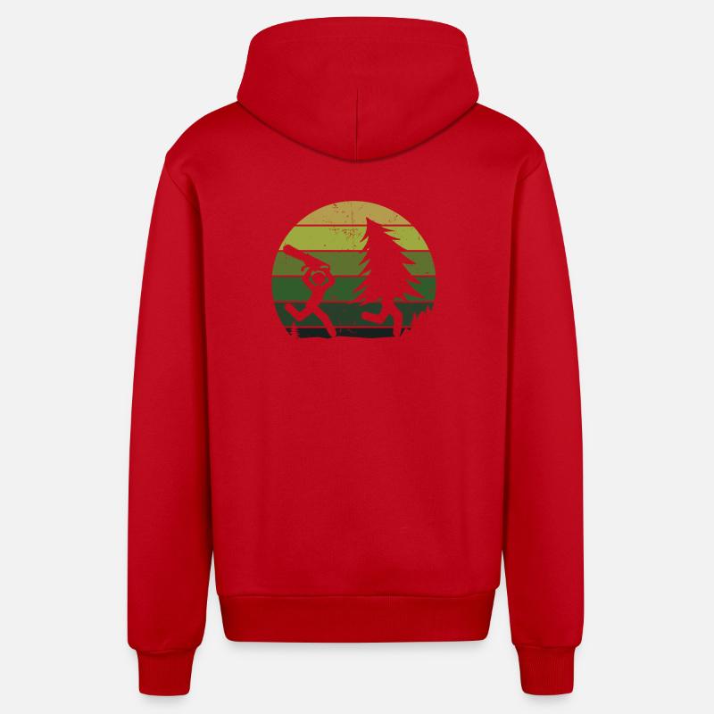 Arbre bûcheron sciure sciure bois bois - Veste à capuche bio décontractée fabriquée en UE - rouge