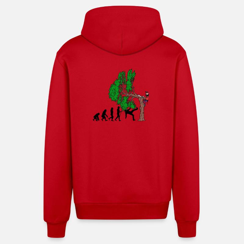 Baum Evolution Holz Holzfäller Baumfäller Wald - Organic Relaxed Kapuzenjacke Made in EU - Rot