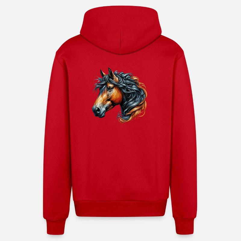 Cheval - Veste à capuche bio décontractée fabriquée en UE - rouge