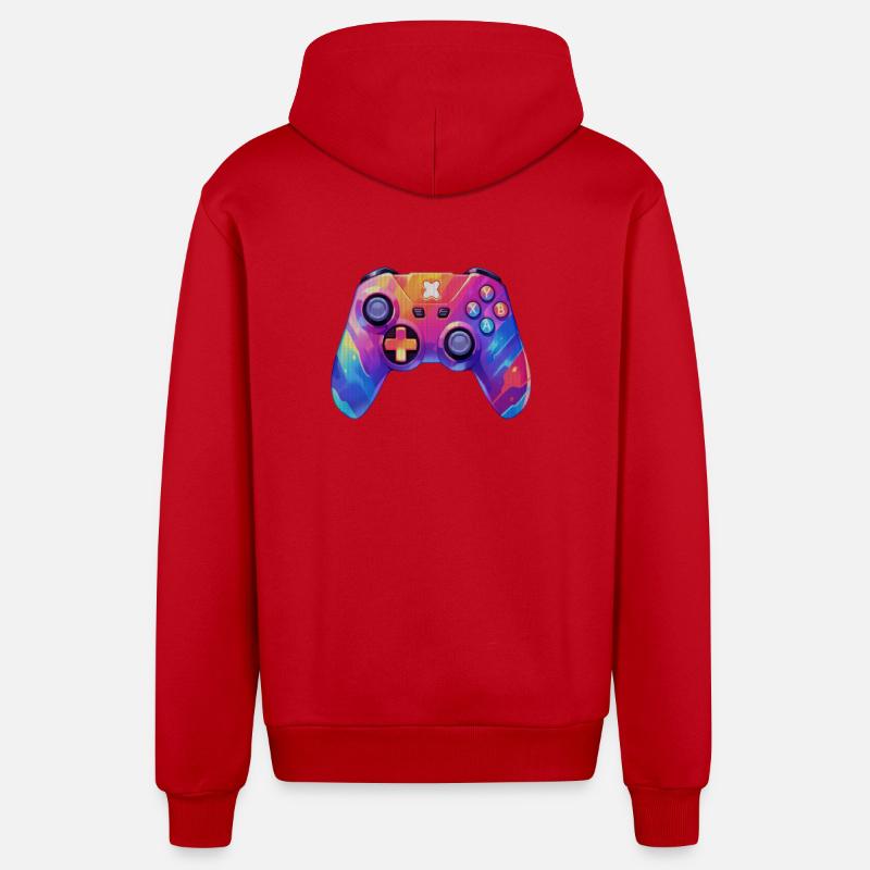 Pixel-Art-Videospiel-Controller - Organic Relaxed Kapuzenjacke Made in EU - Rot