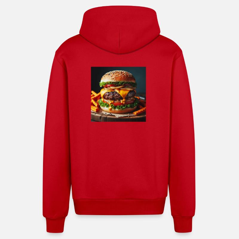 Burger complet - Veste à capuche bio décontractée fabriquée en UE - rouge