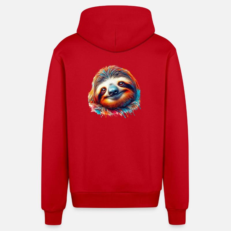 Faultier - Organic Relaxed Kapuzenjacke Made in EU - Rot