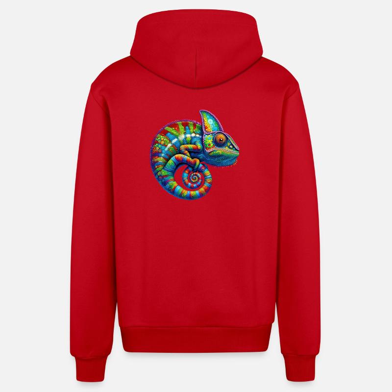 Caméléon - Veste à capuche bio décontractée fabriquée en UE - rouge