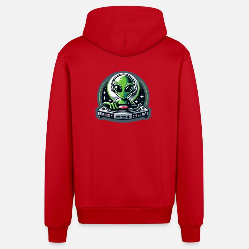 Galactic Grooves : le DJ extraterrestre - Veste à capuche bio décontractée fabriquée en UE - rouge