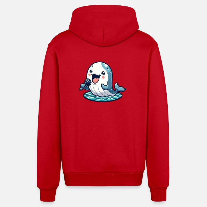 Melody Whale : le crooner aquatique - Veste à capuche bio décontractée fabriquée en UE - rouge