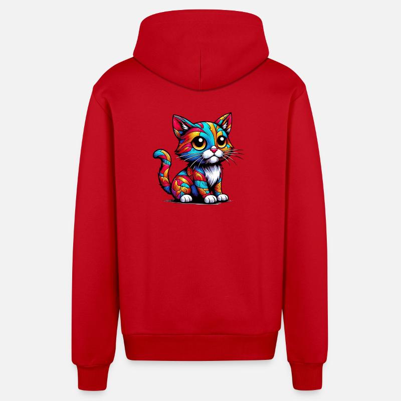 Chat - Veste à capuche bio décontractée fabriquée en UE - rouge