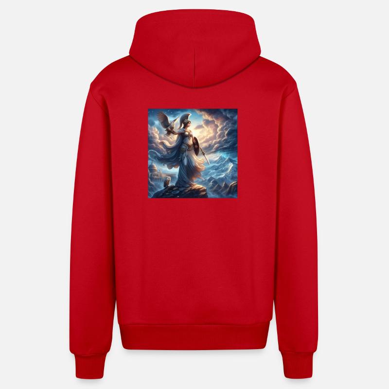 Déesse Athéna - Veste à capuche bio décontractée fabriquée en UE - rouge