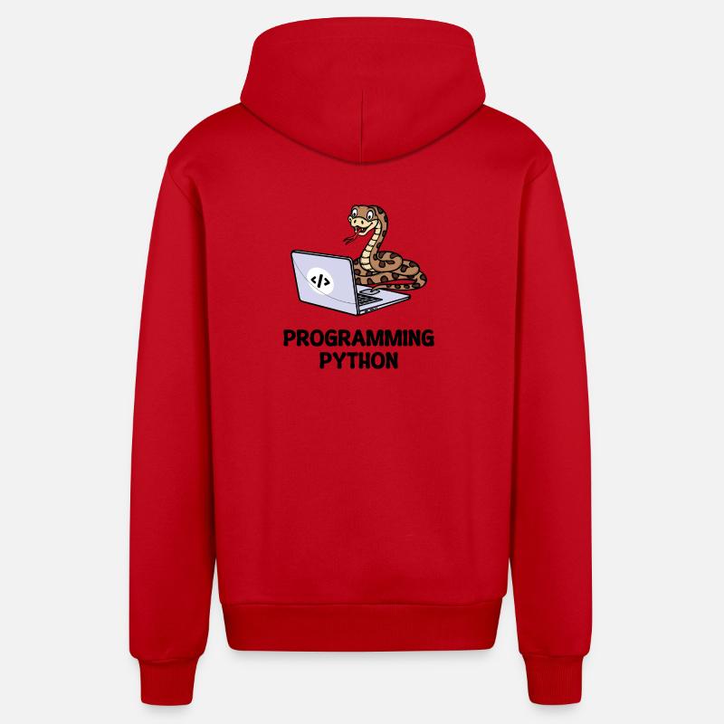 Developer Funny Sayings Programmer Computer - Organic Relaxed Hooded Jacket Made in EU - red