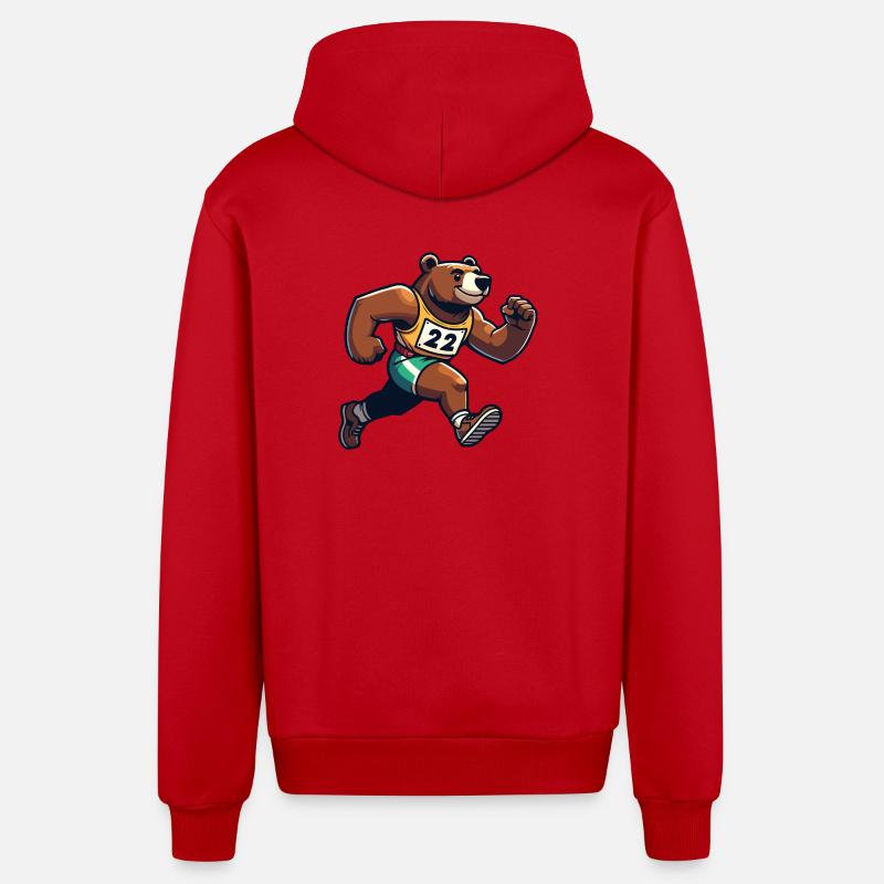 Marathon Bear : le coureur rapide - Veste à capuche bio décontractée fabriquée en UE - rouge