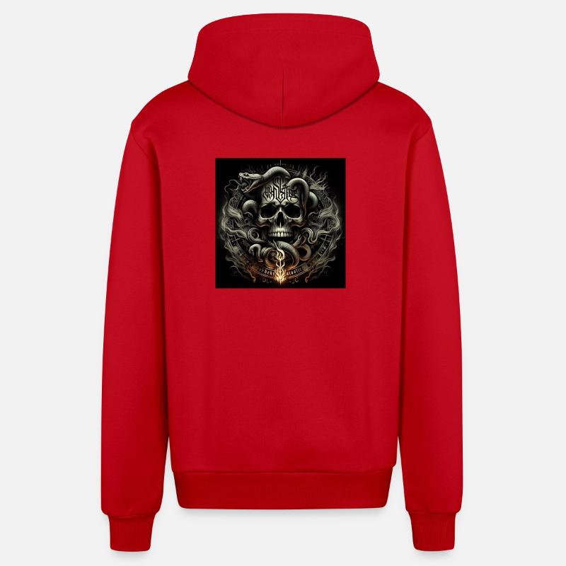 Crâne et serpents - Veste à capuche bio décontractée fabriquée en UE - rouge