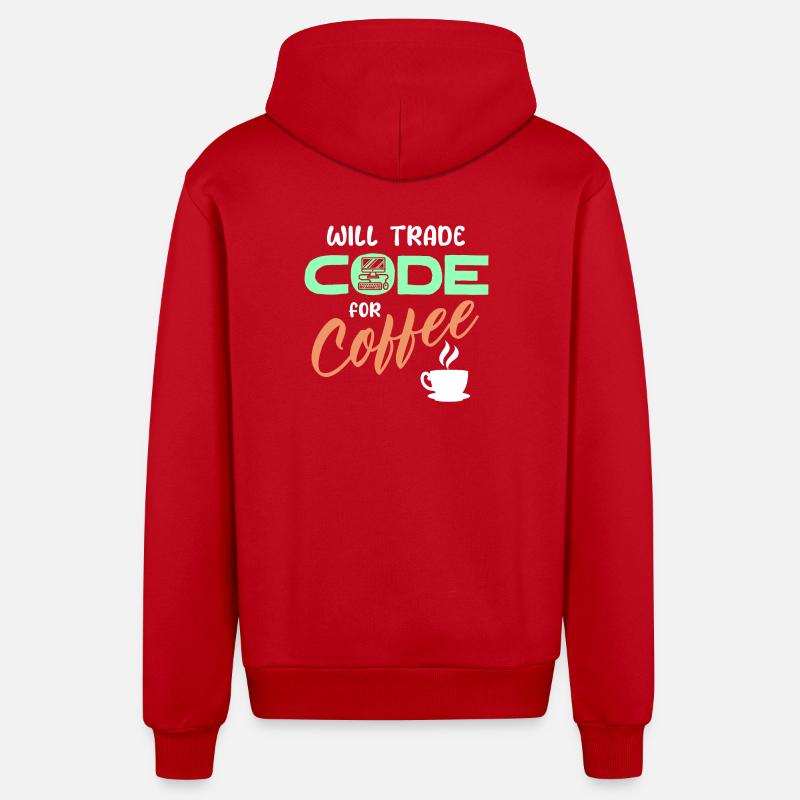 Programmer Developer Code Statement Computer - Organic Relaxed Hooded Jacket Made in EU - red