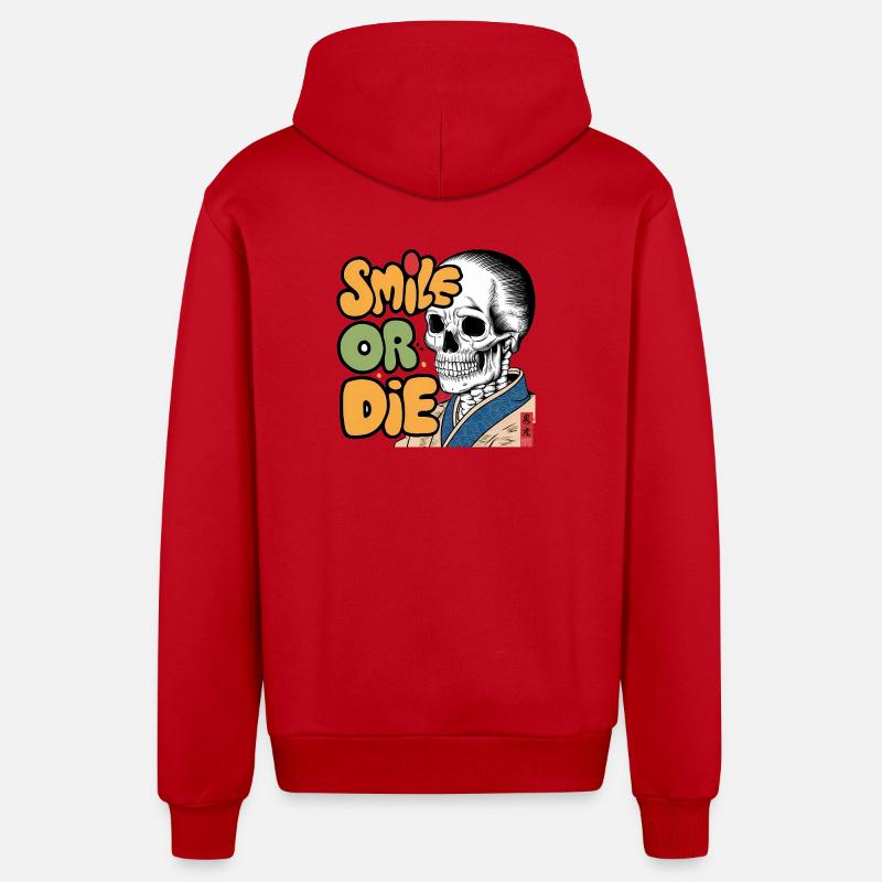 Skeletor avec un message optimiste - Veste à capuche bio décontractée fabriquée en UE - rouge