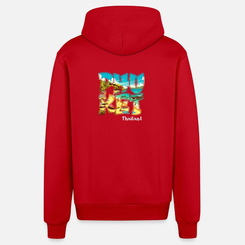 Phuket Thaïlande Plage Vacances Design - Veste à capuche bio décontractée fabriquée en UE - rouge