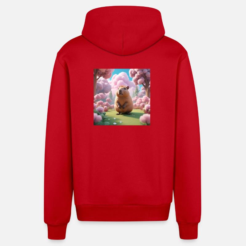 Capybara - Veste à capuche bio décontractée fabriquée en UE - rouge