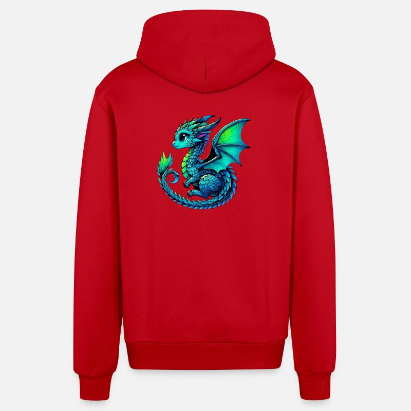 Dragon - Veste à capuche bio décontractée fabriquée en UE - rouge