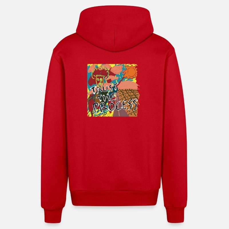 Faites confiance au processus - Veste à capuche bio décontractée fabriquée en UE - rouge