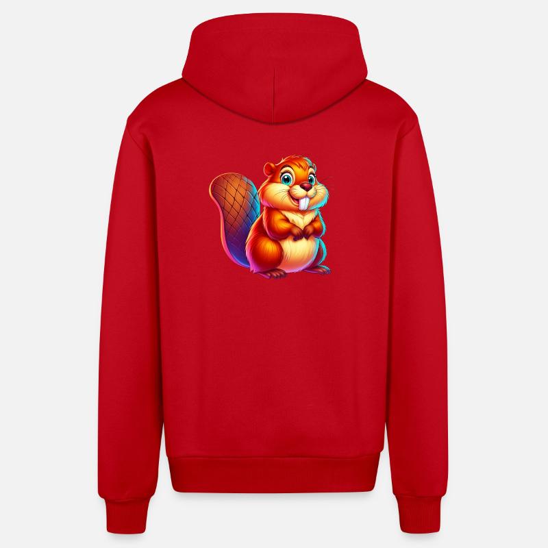 Bieber - Organic Relaxed Kapuzenjacke Made in EU - Rot