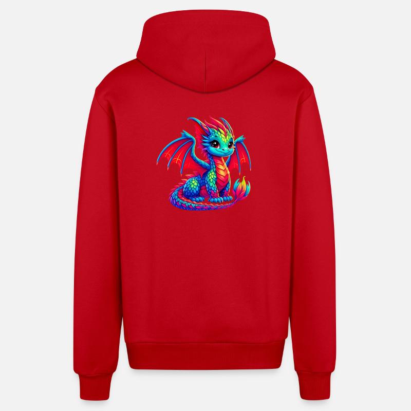 Drache - Organic Relaxed Kapuzenjacke Made in EU - Rot