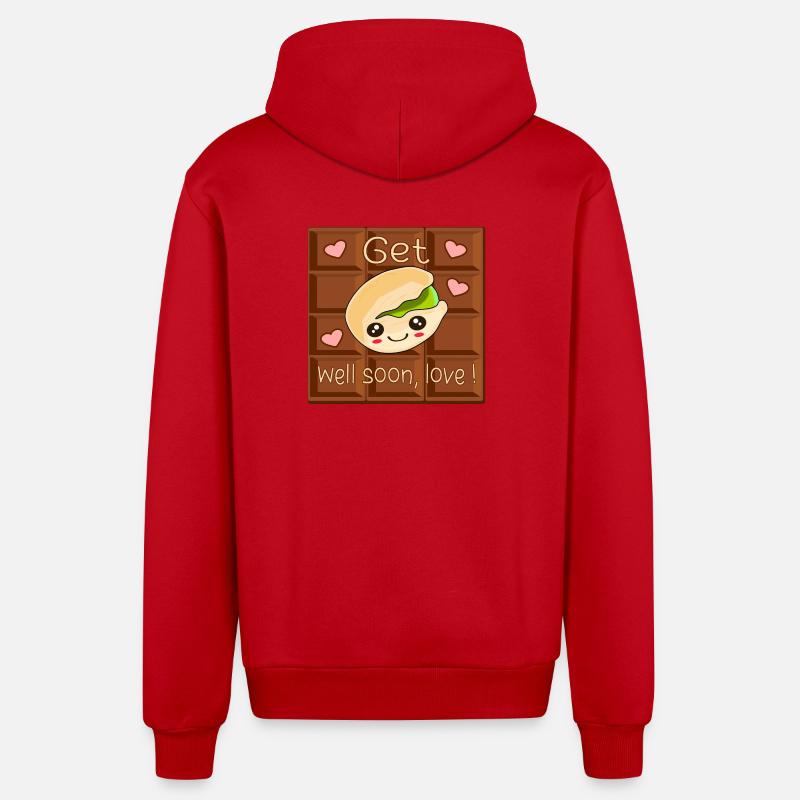 Bon rétablissement amour - Chocolat Pistache - Veste à capuche bio décontractée fabriquée en UE - rouge