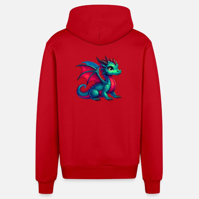 Dragon - Veste à capuche bio décontractée fabriquée en UE - rouge