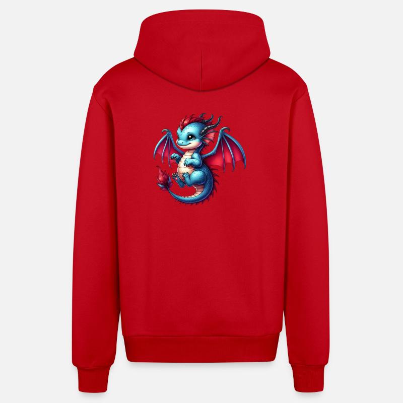 Dragon - Veste à capuche bio décontractée fabriquée en UE - rouge