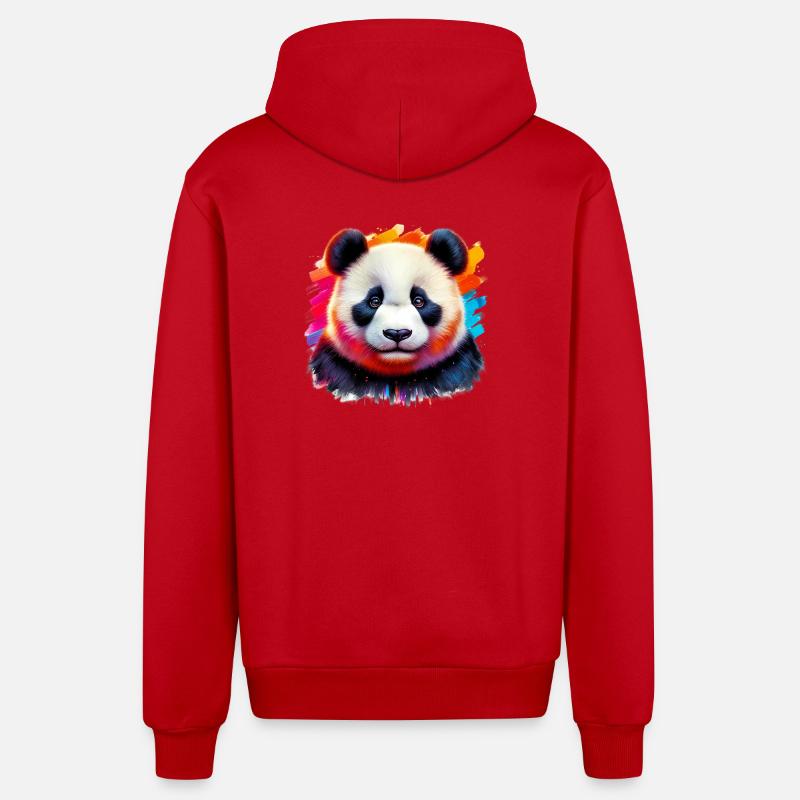Panda - Veste à capuche bio décontractée fabriquée en UE - rouge