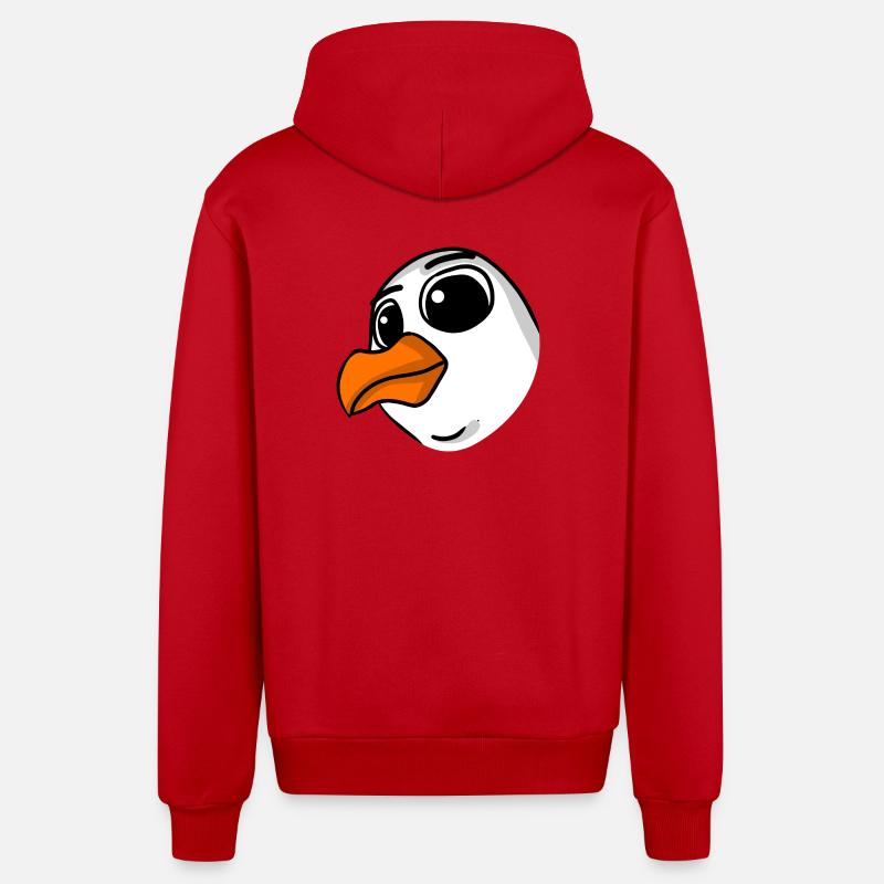 Seagull Head - Organic Relaxed Hooded Jacket Made in EU - red