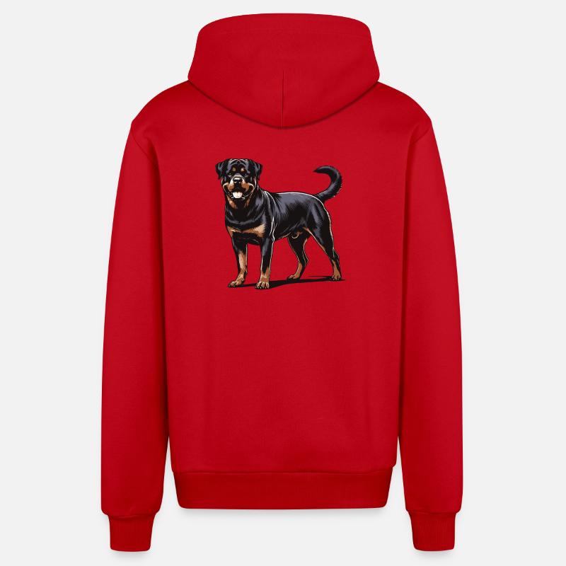 Rottweiler - Veste à capuche bio décontractée fabriquée en UE - rouge