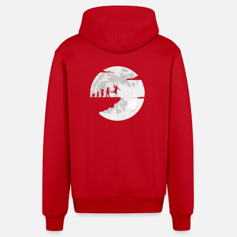 Moon Evolution Celebration - Organic Relaxed Hooded Jacket Made in EU - red
