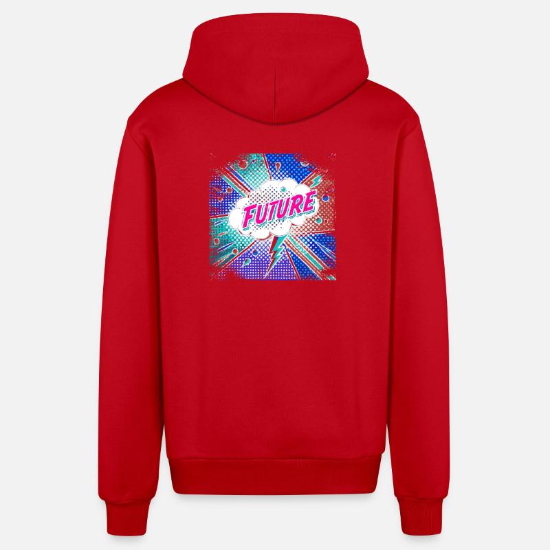 FUTURE Pop Art surreal - Organic Relaxed Hooded Jacket Made in EU - red