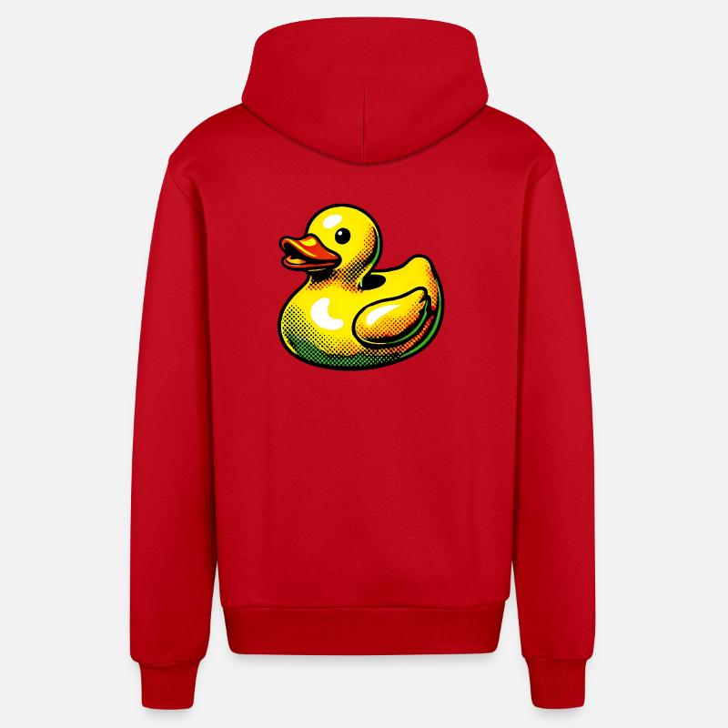 Caneton Canard Canard Canard - Veste à capuche bio décontractée fabriquée en UE - rouge