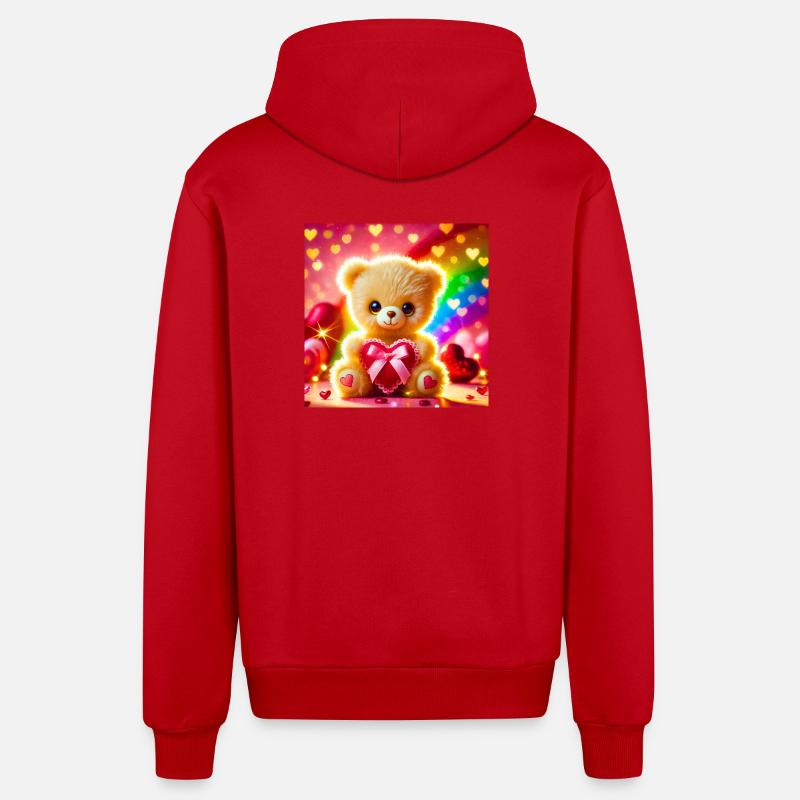 Bonne Saint-Valentin - Veste à capuche bio décontractée fabriquée en UE - rouge