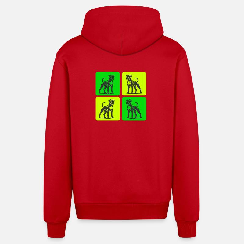 Conception de chien boxer - Veste à capuche bio décontractée fabriquée en UE - rouge