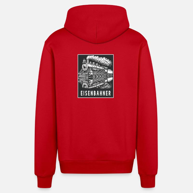 Dampflok Eisenbahner Retro - Organic Relaxed Kapuzenjacke Made in EU - Rot