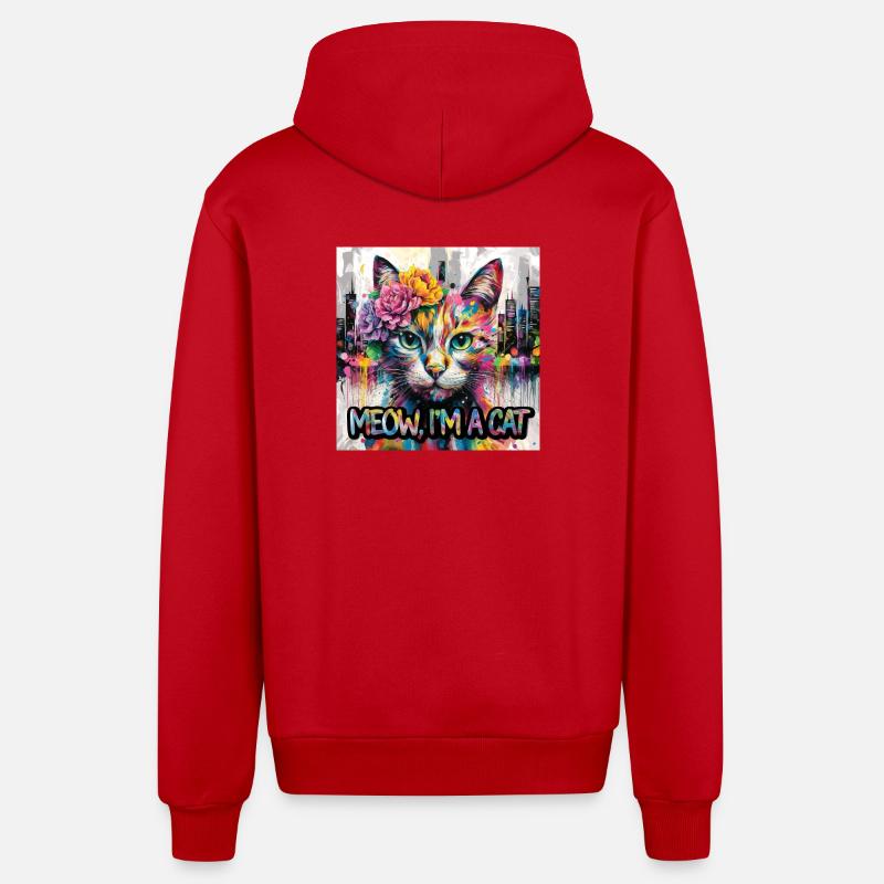 Chat astucieux Version 2 - Veste à capuche bio décontractée fabriquée en UE - rouge