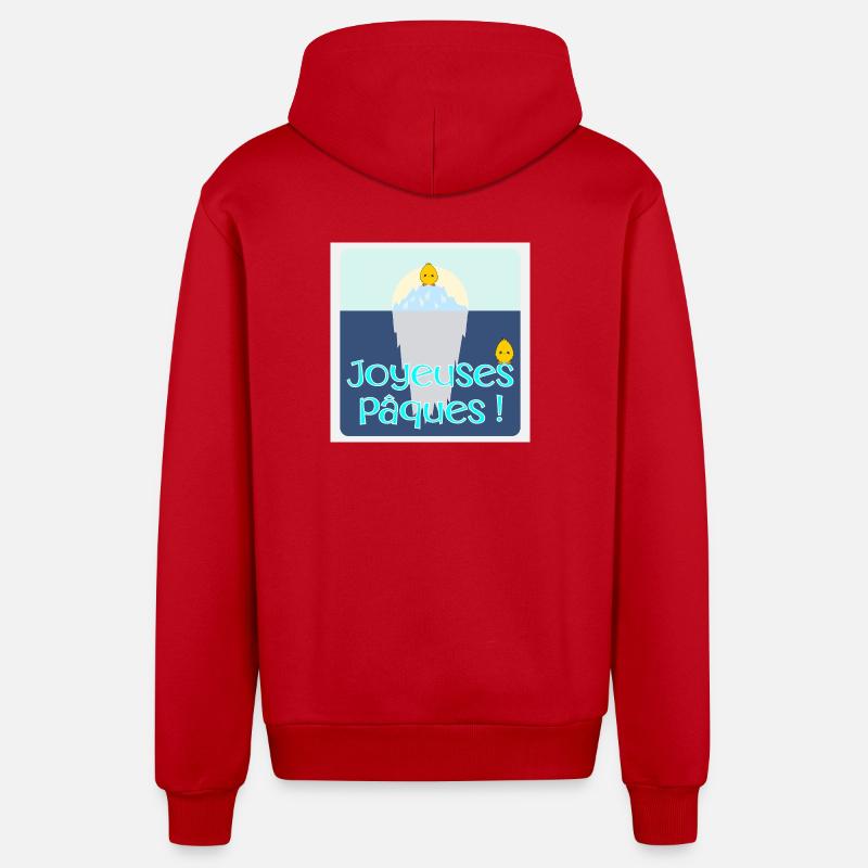 POULES POULETS - Joyeuses Pâques - Veste à capuche bio décontractée fabriquée en UE - rouge