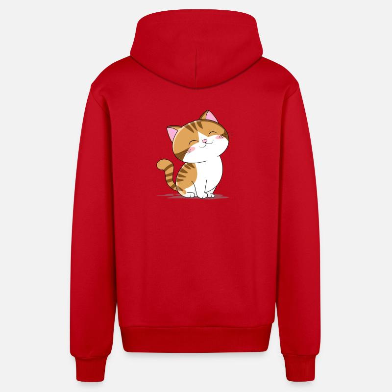 Petit chat mignon - Veste à capuche bio décontractée fabriquée en UE - rouge