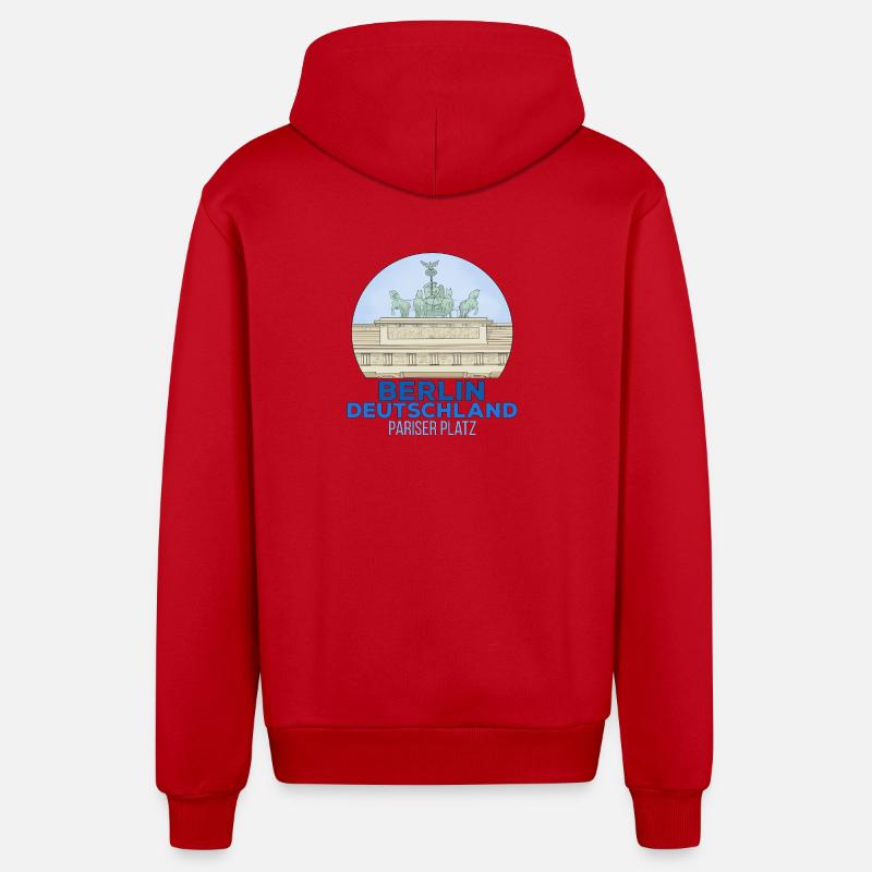 Pariser Platz Berlin - Veste à capuche bio décontractée fabriquée en UE - rouge