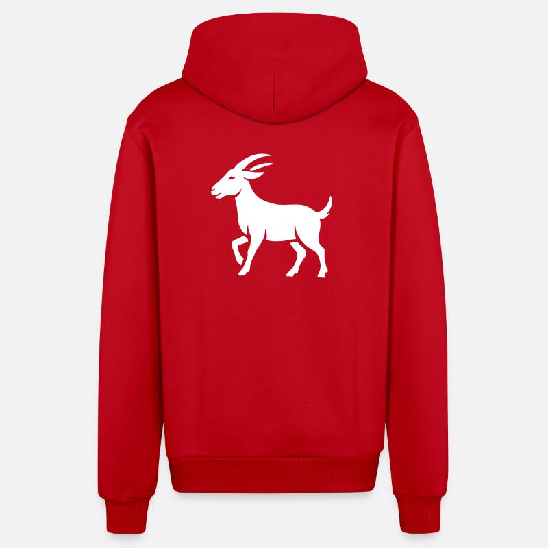 Bouc - Veste à capuche bio décontractée fabriquée en UE - rouge