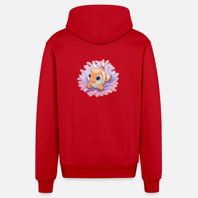 Poisson-clown bébé dans son anémone - Veste à capuche bio décontractée fabriquée en UE - rouge