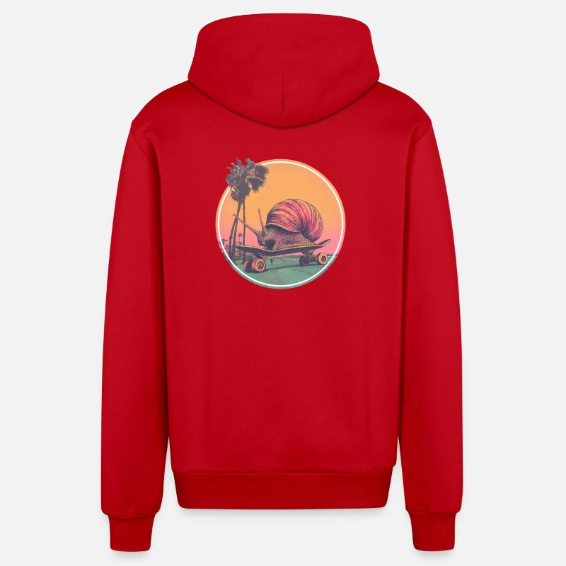 Cool skateboard snail – design rétro réfrigéré - Veste à capuche bio décontractée fabriquée en UE - rouge