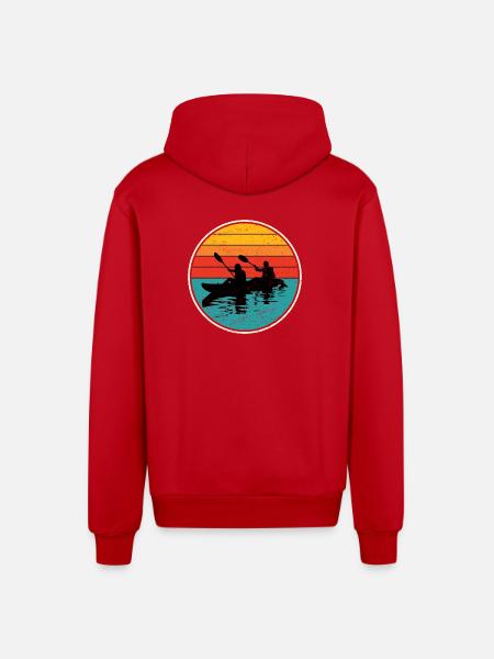 Sunset Kayak Duo Circle - Organic Relaxed Hooded Jacket Made in EU - red