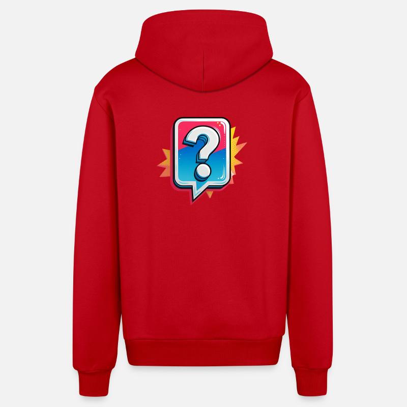 Point d’interrogation - Veste à capuche bio décontractée fabriquée en UE - rouge