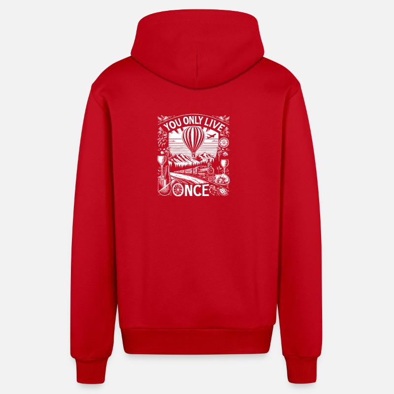 Vous ne vivez qu’une fois. - Veste à capuche bio décontractée fabriquée en UE - rouge