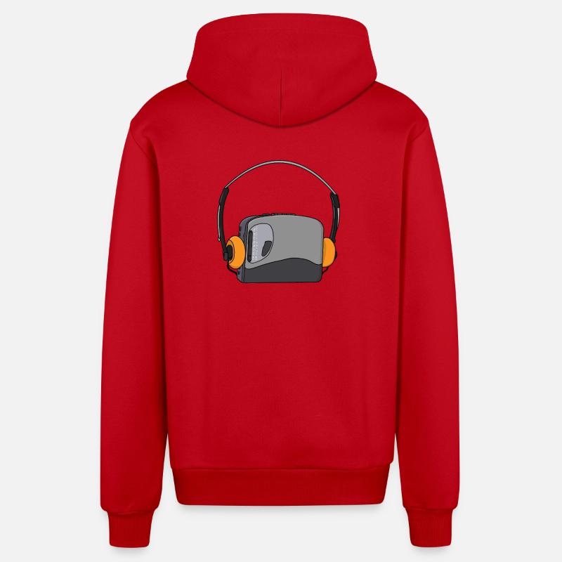 Cooler tragbarer Kassetten-Audio-Player - Organic Relaxed Kapuzenjacke Made in EU - Rot