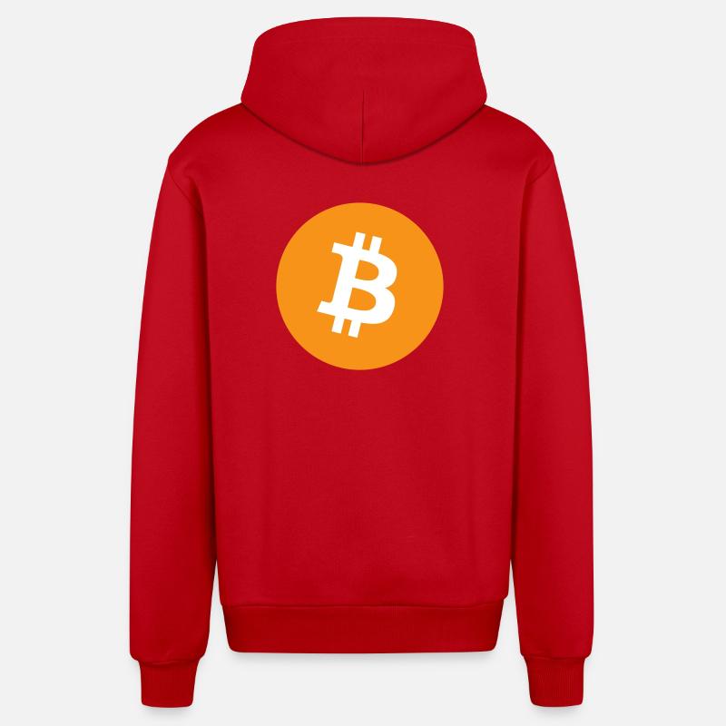 Bitcoin Logo - Veste à capuche bio décontractée fabriquée en UE - rouge