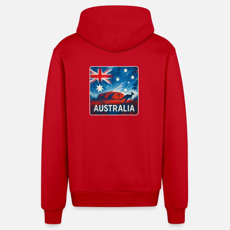Conception de l’Outback australien - Veste à capuche bio décontractée fabriquée en UE - rouge