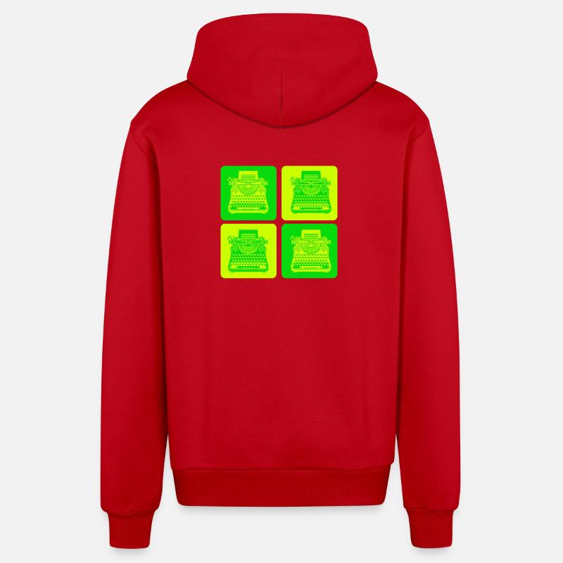 Conception de machine à écrire - Veste à capuche bio décontractée fabriquée en UE - rouge