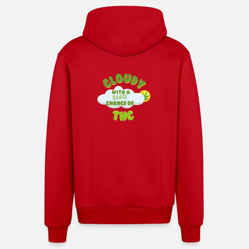 Conception de célébration du THC nuageux - Veste à capuche bio décontractée fabriquée en UE - rouge