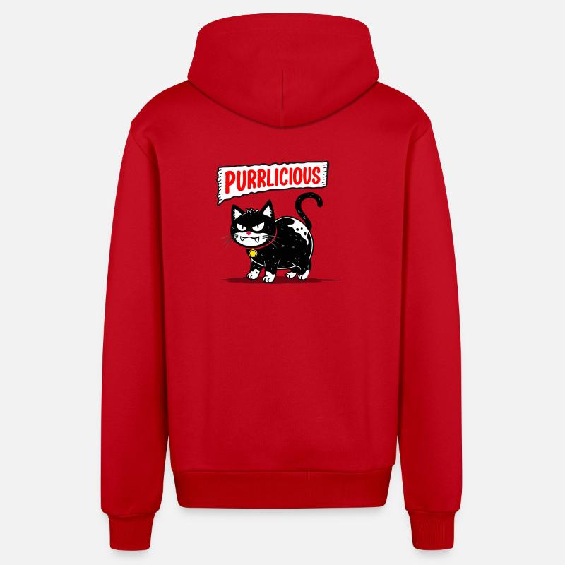 Pourpre de chat - Veste à capuche bio décontractée fabriquée en UE - rouge